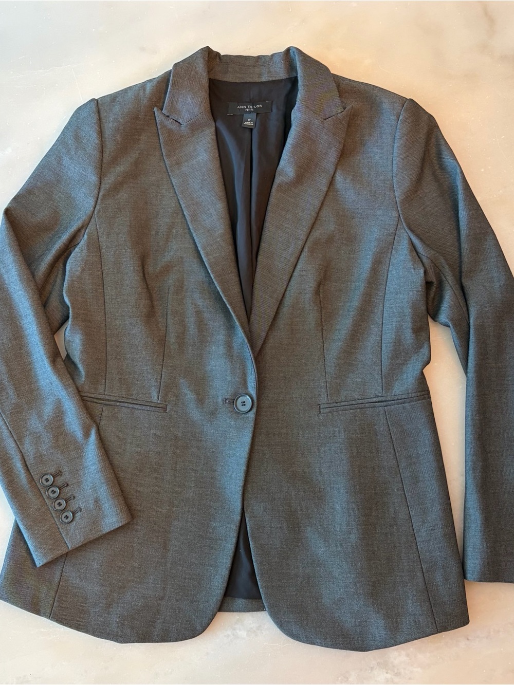 Ann Taylor Charcoal Gray Single-Button Tailored Blazer